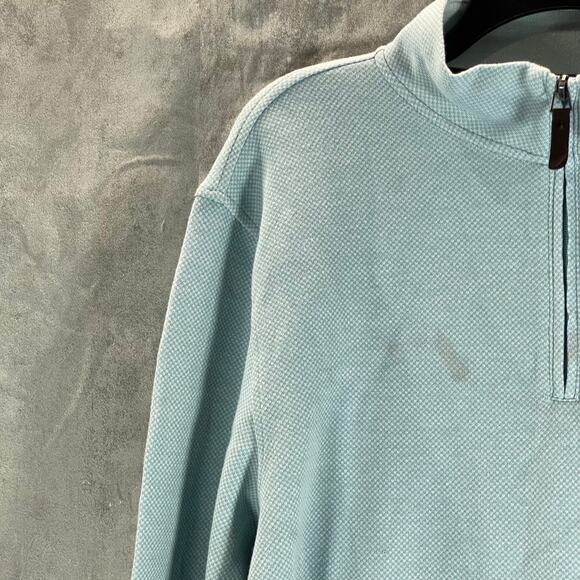 CLUB ROOM Men's Pale Glass Birdseye Mock-Neck Quarter-Zip Pullover Sweater SZ L - Picture 3 of 11